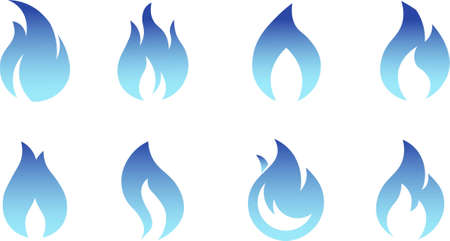 Gas flames vector icons isolated from the background. Sign set blue burning natural gas in the flat style. Vector illustrationのイラスト素材