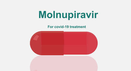 Molnupiravir oral capsules, concept  antiviral drug. Vector illustrationのイラスト素材