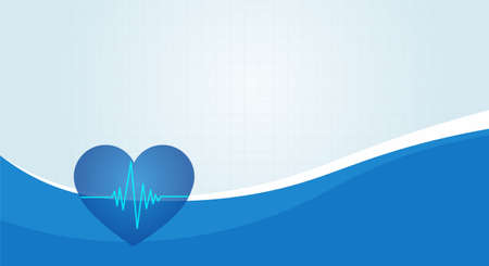 Heart and Pulse, abstract medical background in blue color with gradient. Copy space. Vector illustrationのイラスト素材