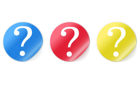 Question mark concept. FAQ, Frequently Asked Question. A set of three blue, red and yellow balloons with a question mark. white background. vector illustrationのイラスト素材