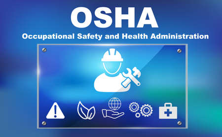 OSHA, Occupational Health and Safety Act. Concept plate with icons. information awareness poster. vector illustrationのイラスト素材