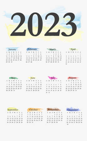 2023, Calendar for the year with months, weeks, days, weekends and working days.