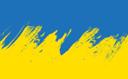 Abstract yellow and blue grunge texture, watercolor paint brush stroke. Flag of Ukraine. background.のイラスト素材