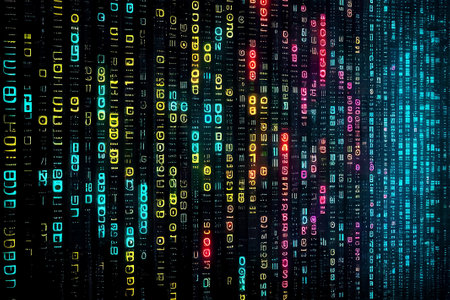 Binary code, digital cryptocurrency background.