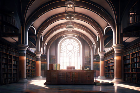 Large Church-style Library, Gothic library interior.