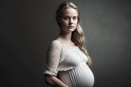 <p>Pregnant woman, portrait of a pregnant woman in a dress.</p>の写真素材