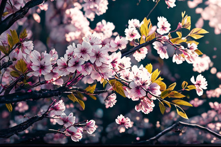 Spring, sakura blossoms, pink and white buds and cherry blossoms. spring background.の写真素材