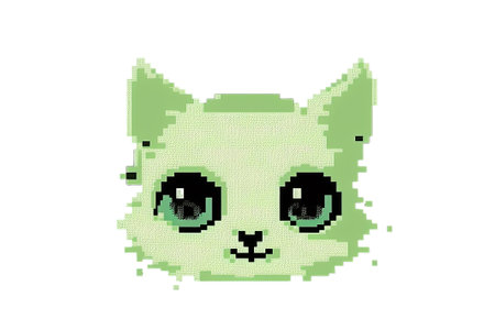 Pixel cat, cat icon on white background, Art cat.の写真素材