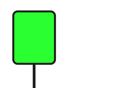 Green sign, advertising sign, copy space, White background.の写真素材