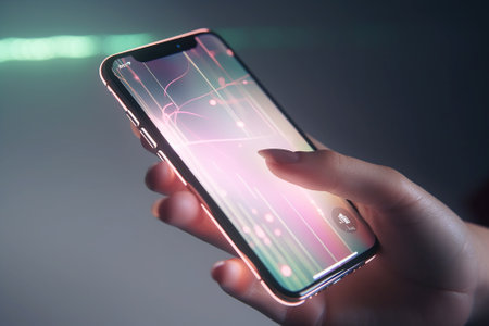 A smartphone in a woman's hand.