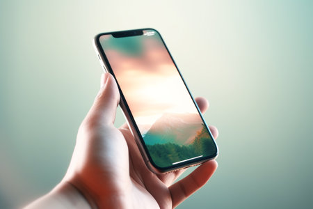 A smartphone in a woman's hand.