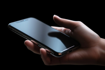 A smartphone in a woman's hand.の写真素材
