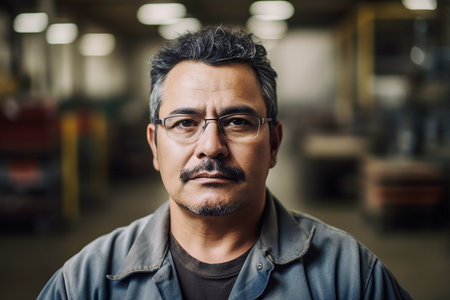 Portrait of a middle-aged man, an entrepreneur at work. looking at the camera.の写真素材