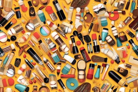 Cosmetic Makeup, a concept, a background of cosmetic supplies.の写真素材