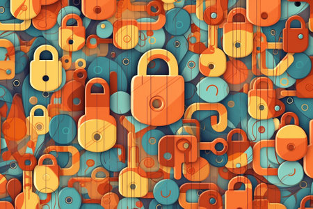 Cyber protection, blocking lock. background.の写真素材