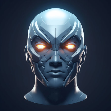 Pop art, the ritual mask of the virtual man in cyberspace.の写真素材