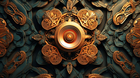 Molecule as a work of art. simple modern design inspired by Aztec art. textured wallpaper.の写真素材