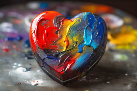 Colored heart, watercolor, art.