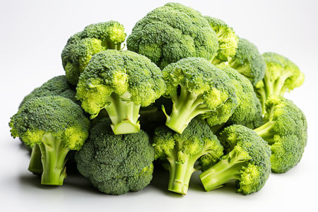 Fresh Broccoli on a white isolated backgroundの写真素材