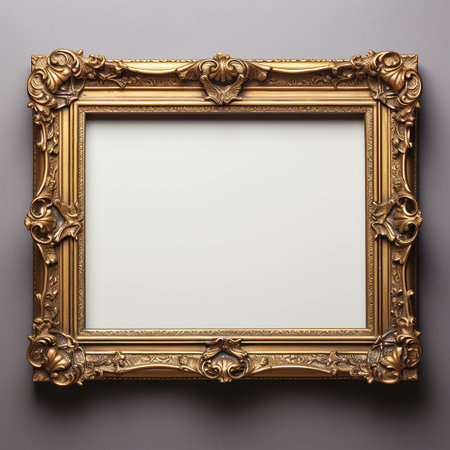 Blank picture frame, vintage style. Copy space