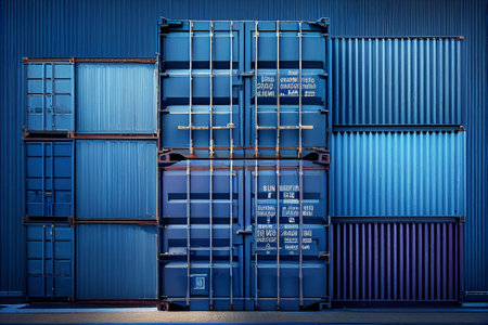 Cargo container at the logistics warehouse. Generative AIの素材