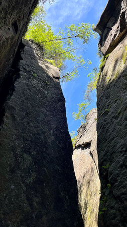 Table Mountains in Poland. Landscape of rocks and trees