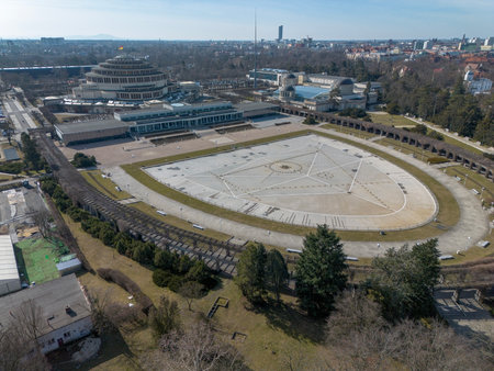 Panorama of the Centennial Hall, Wroclaw, Poland. Hala Stulecia.の写真素材