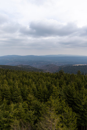Mountain landscape. Eastern Sudetes on the border of Poland and the Czech Republic