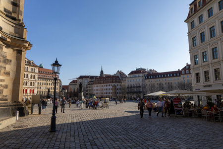 Dresden, Germany April 5, 2025. Tourists on the streets of the ancient German city of Dresdenの写真素材