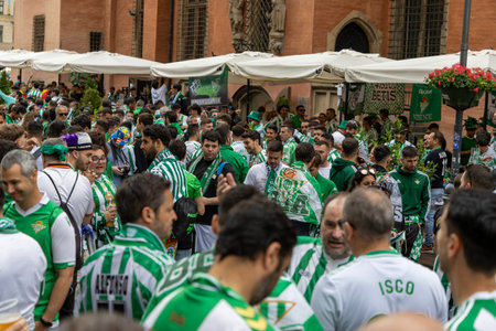 Wroclaw, Poland May 28, 2025 Football fans on the street of Wroclaw. Conference League Final 2025の写真素材