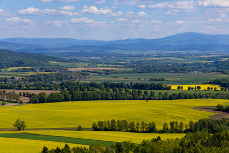 Mountain landscape. Eastern Sudetes Mountains on the border of the Czech Republicの写真素材