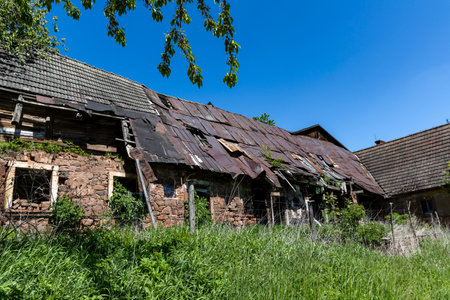 Abandoned dilapidated house in the Sudeten Mountains Polandの写真素材