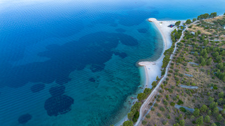 beach on the Adriatic coast in Makarska, Croatia. Drone footage.
