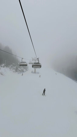 A ski slope in the Polish Tatra Mountains. Polana Szymoszkowaの写真素材