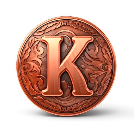 letter K on a leather background with a pattern, 3d renderの素材
