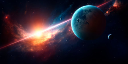 Planets and galaxy, science fiction wallpaper. beauty of deep space.の素材