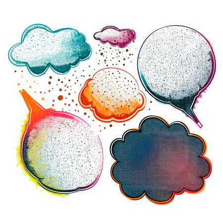 ABSTRACT SPOT - SPEECH BUBBLES IN RETRO-POINTILLISM STYLE.の素材
