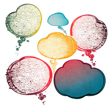 ABSTRACT SPOT - SPEECH BUBBLES IN RETRO-POINTILLISM STYLE.の素材