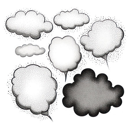 ABSTRACT SPOT - SPEECH BUBBLES IN RETRO-POINTILLISM STYLE.の素材