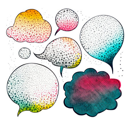 ABSTRACT SPOT - SPEECH BUBBLES IN RETRO-POINTILLISM STYLE.の素材