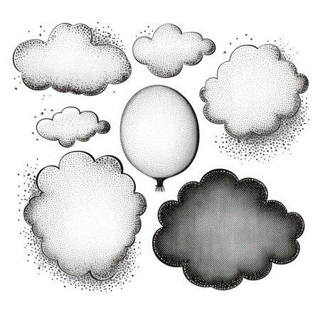 ABSTRACT SPOT - SPEECH BUBBLES IN RETRO-POINTILLISM STYLE.の素材