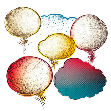 ABSTRACT SPOT - SPEECH BUBBLES IN RETRO-POINTILLISM STYLE.の素材
