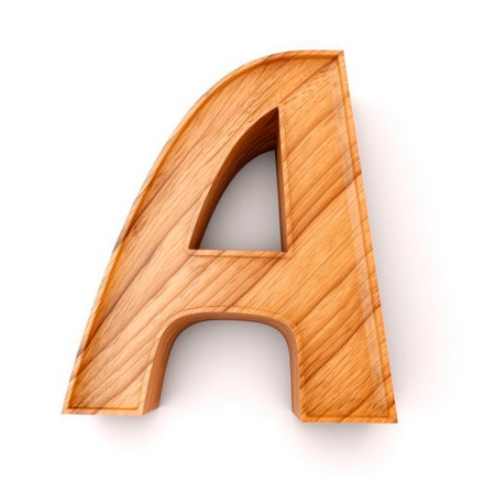 Letter A made of wood 3d on a white backgroundの素材