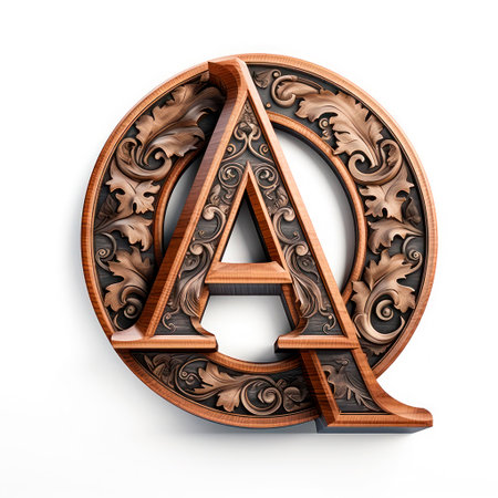 Letter A made of wood 3d on a white backgroundの素材
