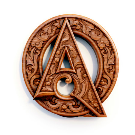 Letter A made of wood 3d on a white backgroundの素材