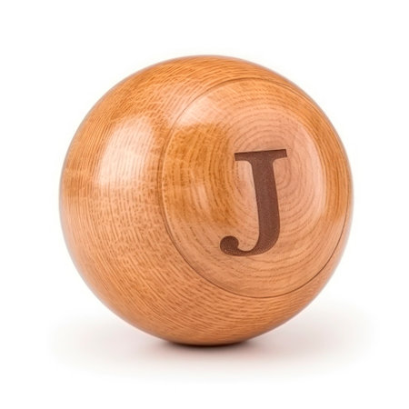 Letter J made of wood 3d on a white backgroundの素材
