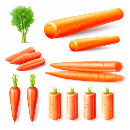 Set of drawings of carrots on a white background.の素材