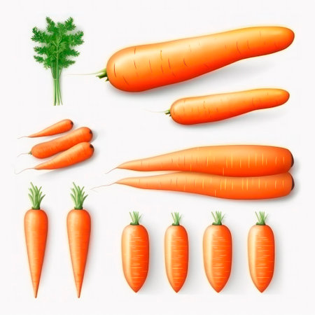 Set of drawings of carrots on a white background.の素材