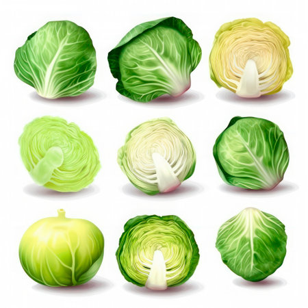 Cabbage icon set on white backgroundの素材