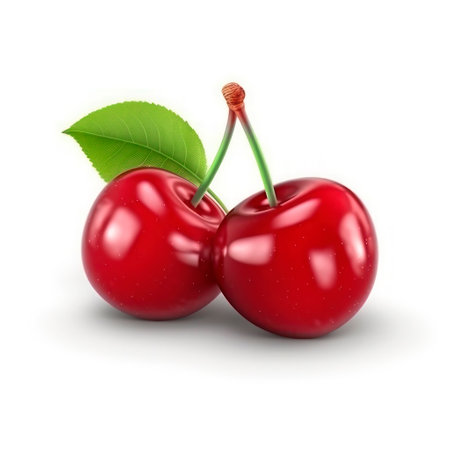 Cherries on white. vector illustration.の素材